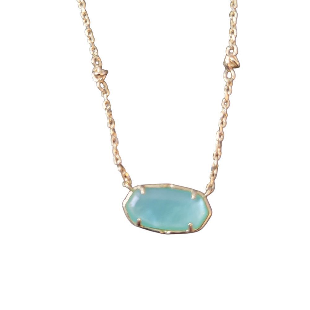 Kendra Scott Gold Necklace with Aqua Pendant